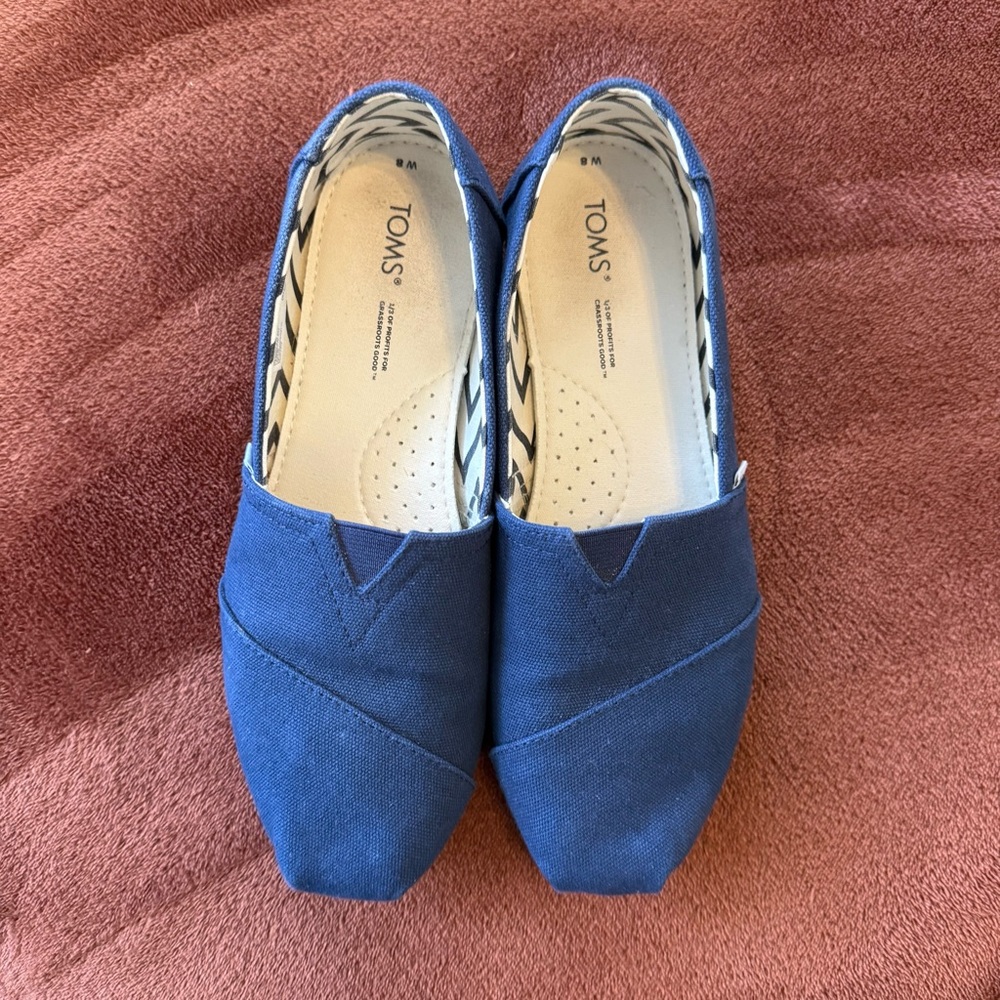 Toms Canvas Alpargata Recycled Cotton Shoe Size 8 Navy